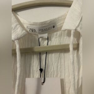 Zara white linen sleeveless blouse